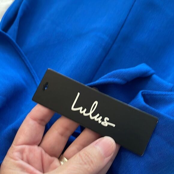 NWT Lulu's Aylin Royal Blue Tie-Front Sleeveless Mini Dress Sz Medium - Picture 6 of 6